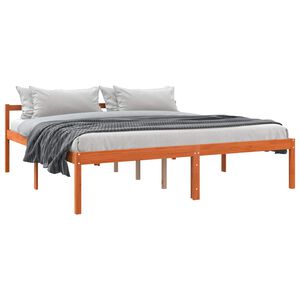 vidaXL Bed Frame with Headboard Wax Brown 180 x 200 cm Solid Pine Wood