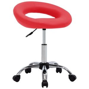 vidaXL Rolling Work Chair Red Faux Leather