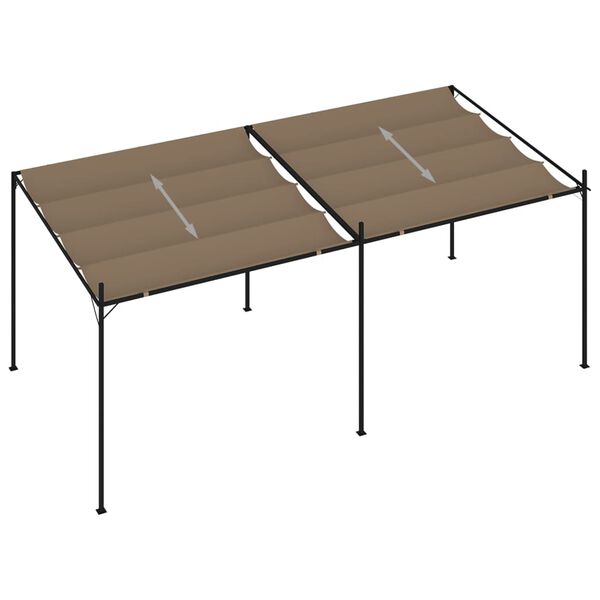 vidaXL Gazebo with Retractable Roof 600x300x233 cm Taupe
