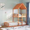 vidaXL Bunk Bed with Roof Wax Brown 90x190 cm Solid Wood Pine