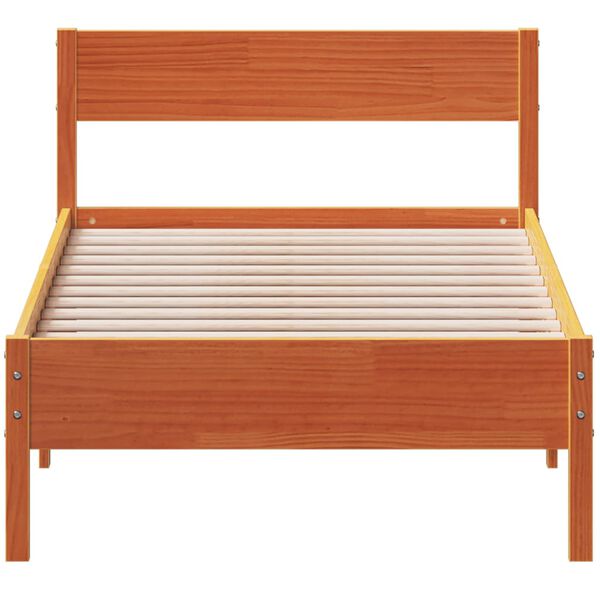 vidaXL Bed Frame without Mattress Wax Brown 90x190 cm Single Solid Wood Pine