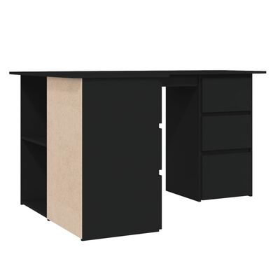 vidaXL Corner Desk Black 145x100x76 cm Chipboard