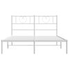 vidaXL Metal Bed Frame without Mattress with Headboard White 120x190cm