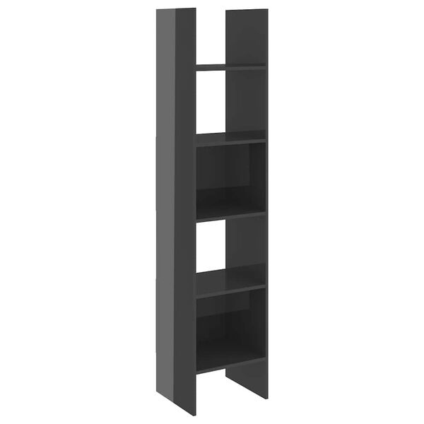 vidaXL Book Cabinet High Gloss Grey 40x35x180 cm Engineered Wood