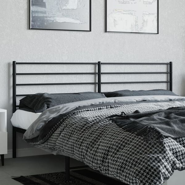 vidaXL Metal Replace Headboard Black 200 cm