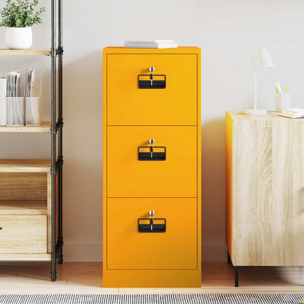vidaXL File Cabinet with Drawer Mustard Yellow 44 x 50 x 106.5 cm