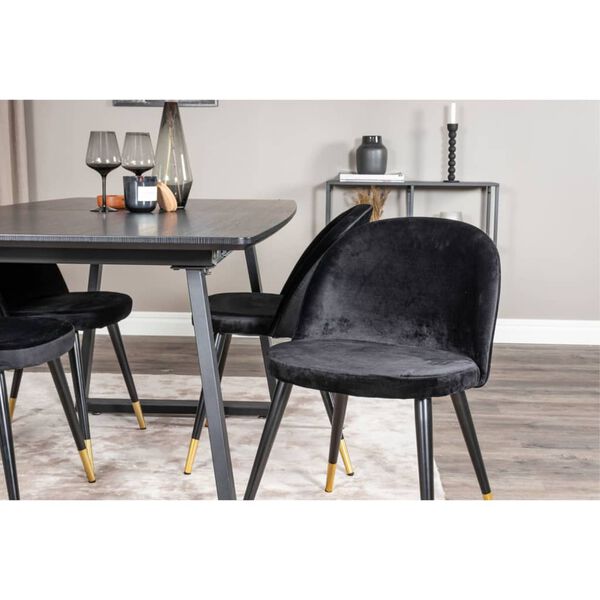 Venture Home Dining Chairs 2 pcs Velvet Velvet Black and Brass