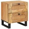 vidaXL Bedside Cabinet 2 pcs Natural 40 x 33 x 46 cm Solid Mango Wood