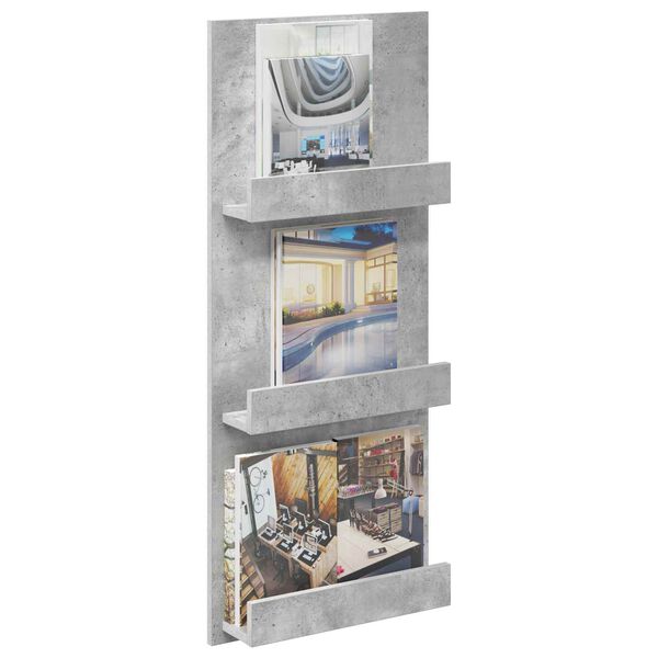 vidaXL Magazine Rack Concrete Grey 43 x 11 x 102 cm Engineered Wood