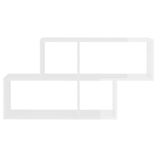 vidaXL Wall Shelf High Gloss White 100x18x53 cm Engineered Wood