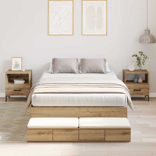 vidaXL Storage Bed Frame Artisan Oak 120 cm Engineered Wood