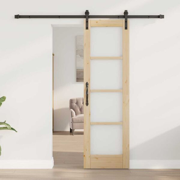 vidaXL Sliding Door ORKDAL Natural and Black 61 x 198.5 cm