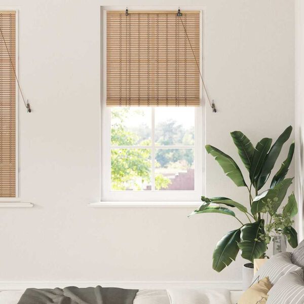 vidaXL Roller Blind with Curtains Manual Nature 90 x 160 cm Bamboo