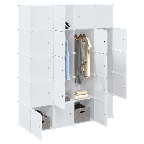 vidaXL Storage Cube Organiser with 20 Cubes and Hanging Rods PP