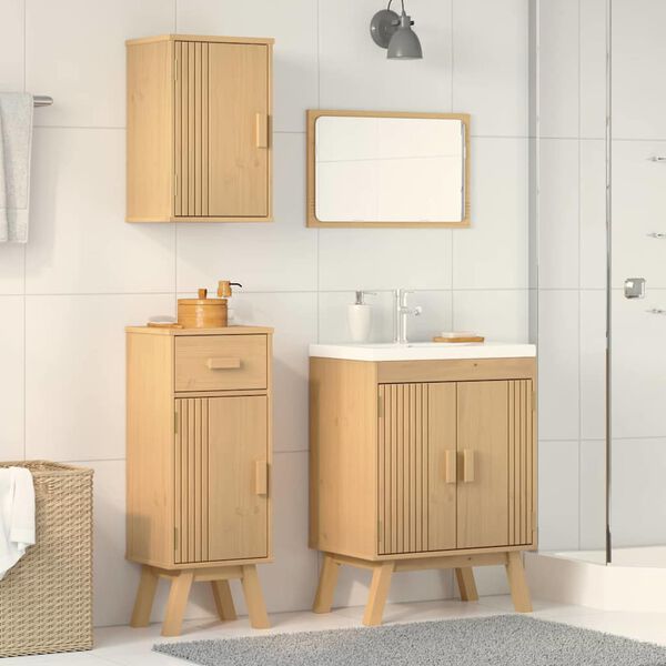 vidaXL Bathroom Furniture Set with Drawer 3 pcs Brown Solid Pine wood