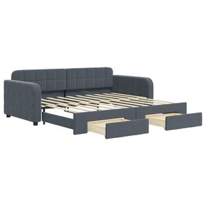 vidaXL Daybed with Trundle&Drawers without Mattress Dark Grey 90x190 cm