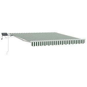 vidaXL Retractable Awning Manual Green and White 300 x 250 cm