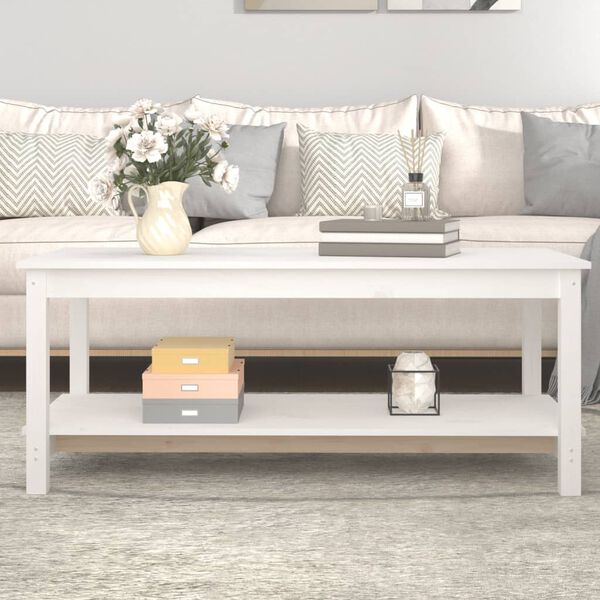 vidaXL Coffee Table White 110x55x45 cm Solid Wood Pine
