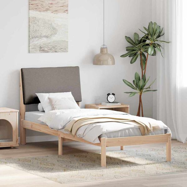 vidaXL Bed frame Brown and taupe 75 x 190 cm Solid pine wood