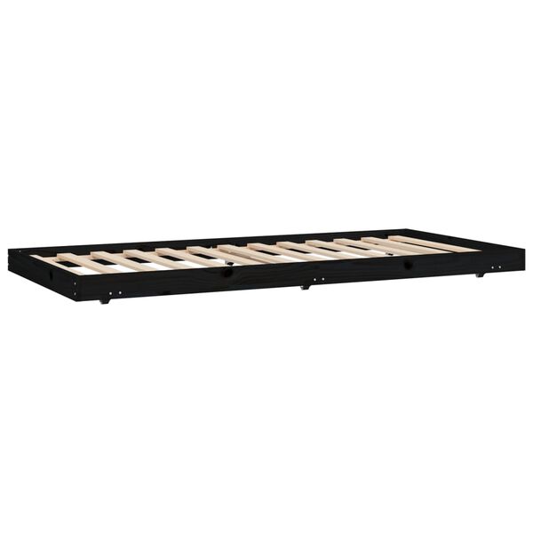 vidaXL Bed Frame without Mattress Black 75x190 cm Small Single Solid Wood Pine