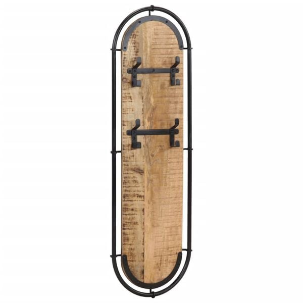 vidaXL Wall-mounted Coat Racks with 4 Hooks 2 pcs Solid Wood Rough Mango