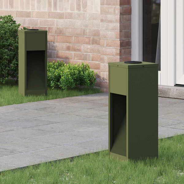 vidaXL Solar Led Pathway Light 2 pcs Olive Green Cold Rolled Steel