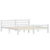 vidaXL Bed Frame without Mattress White Solid Pinewood 180x200 cm Super King