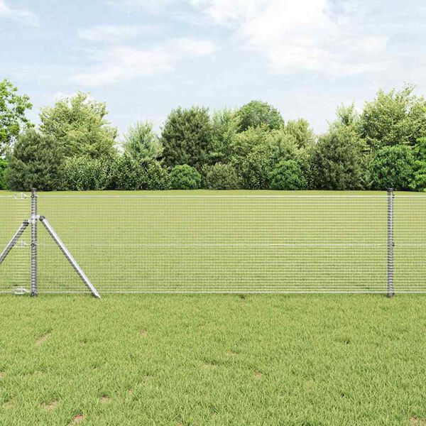 vidaXL Fence Post Silver 50 x 0.8 m (16 x 16 mm mesh) Steel