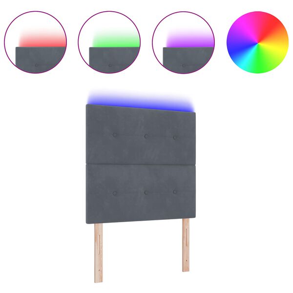 vidaXL LED Headboard with LED Strip Lights Grey 100 cm Polyester