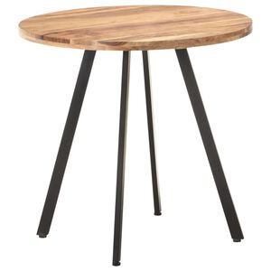 vidaXL Dining Table | Natural wood, Black | Solid Acacia wood, Iron | Medium