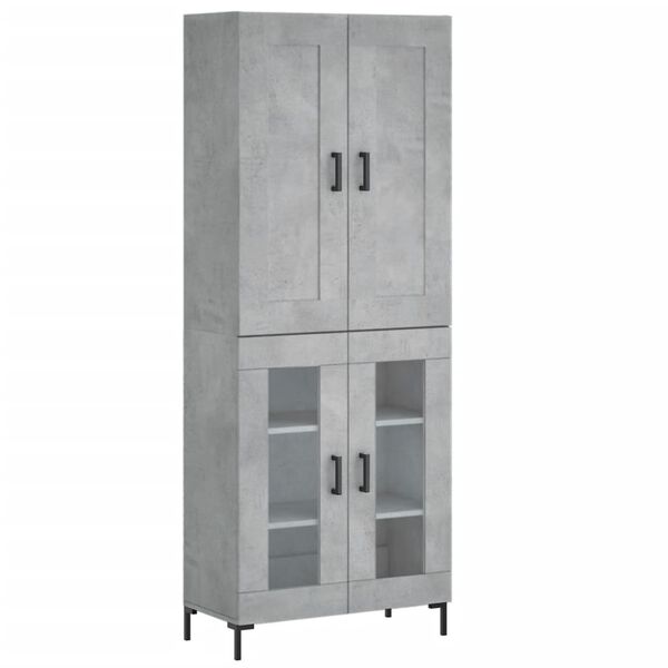 vidaXL Highboard Concrete Grey 69.5x34x180 cm Engineered Wood