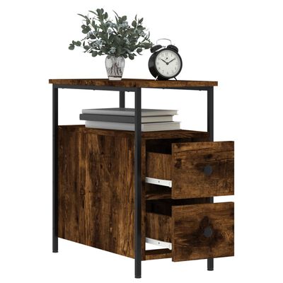 vidaXL Bedside Cabinet Smoked Oak 30x60x60 cm Engineered Wood