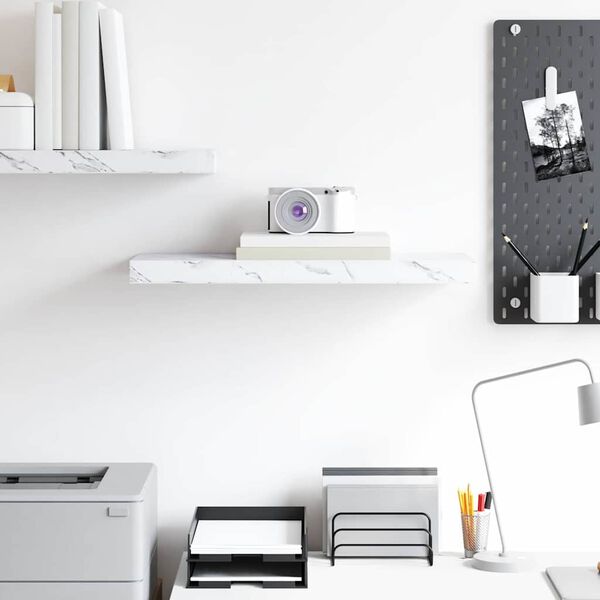 vidaXL Wall Shelf White Marble 60 x 23 x 4 cm Engineered Wood