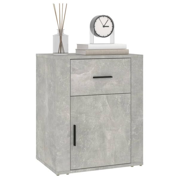 vidaXL Bedside Cabinet Concrete Grey 50x36x60 cm Engineered Wood