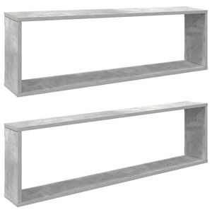 vidaXL Wall Cube Shelf 2 pcs Concrete Grey 100x15x30 cm Engineered Wood