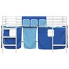 vidaXL Kids'Loft Bed Frame with Curtains White and Blue 99.5 x 200 cm