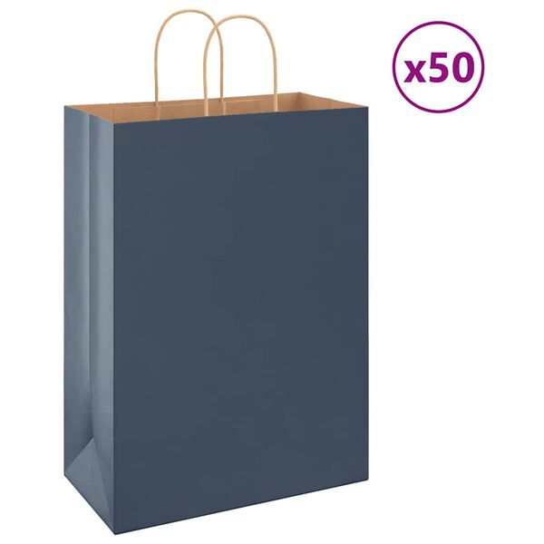 vidaXL Paper Bags 50 pcs with Handles Blue 32x17x44 cm