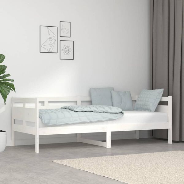 vidaXL Day Bed without Mattress White Solid Wood Pine 80x200 cm