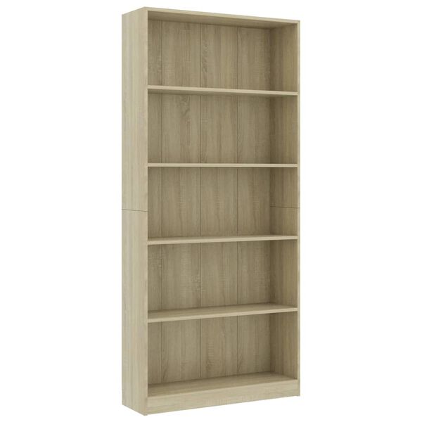 vidaXL 5-Tier Book Cabinet Sonoma Oak 80x24x175 cm Engineered Wood