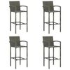 vidaXL Bar Stools 4 pcs Grey Poly Rattan