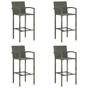 vidaXL Bar Stools 4 pcs Grey Poly Rattan