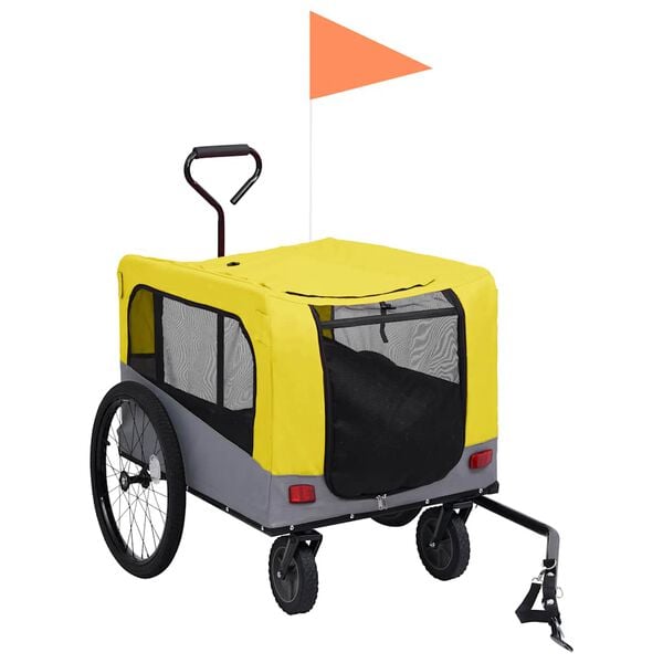 vidaXL 2-in-1 Pet Bike Trailer & Jogging Stroller Yellow and Grey