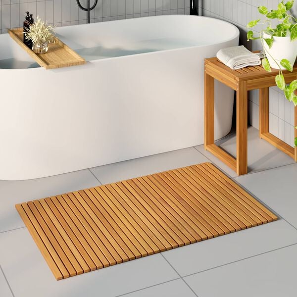 vidaXL Bath Mat Plain Brown 100 x 60 cm Wood