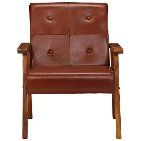 vidaXL Armchair Brown Real Leather