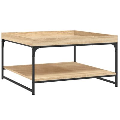 vidaXL Coffee Table Sonoma Oak 80x80x45 cm Engineered Wood and Iron