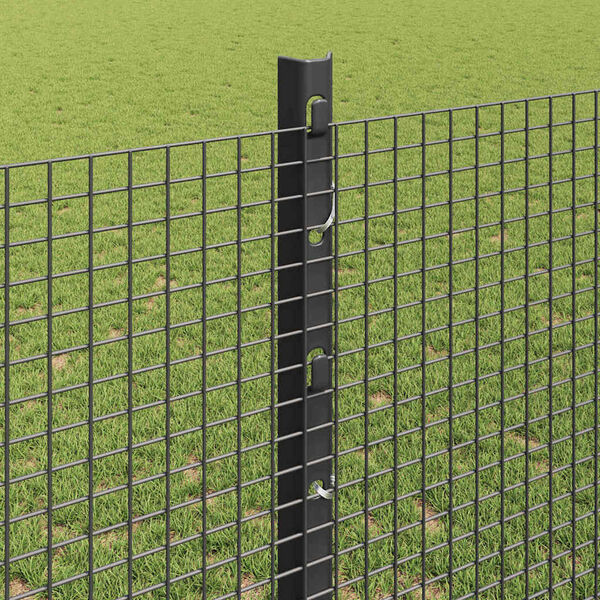 vidaXL Fence with Post Grey 1.2 x 50 m Steel and PVC