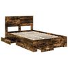 vidaXL Bed Frame with Drawer Smoked Oak 120 x 200 cm Engineered Wood