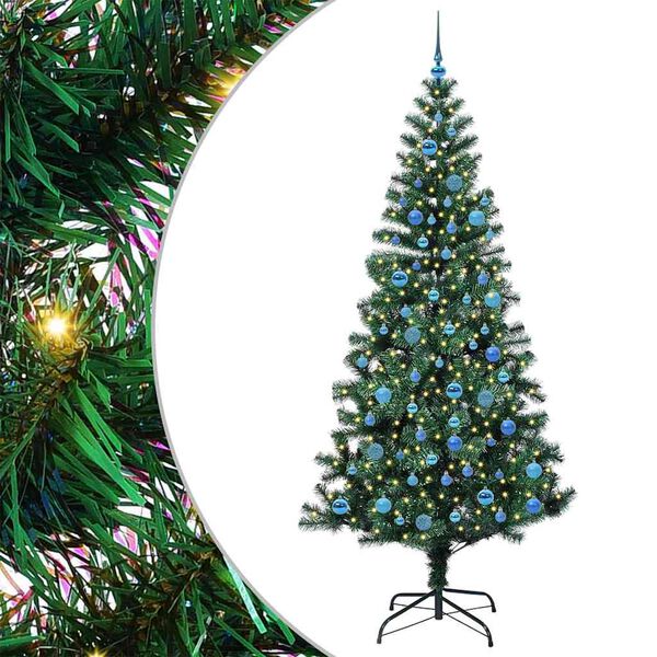 vidaXL Artificial Pre-lit Christmas Tree Green 240 cm PVC and Metal