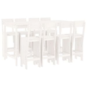 vidaXL 9 Piece Garden Bar Set White Solid Wood Pine