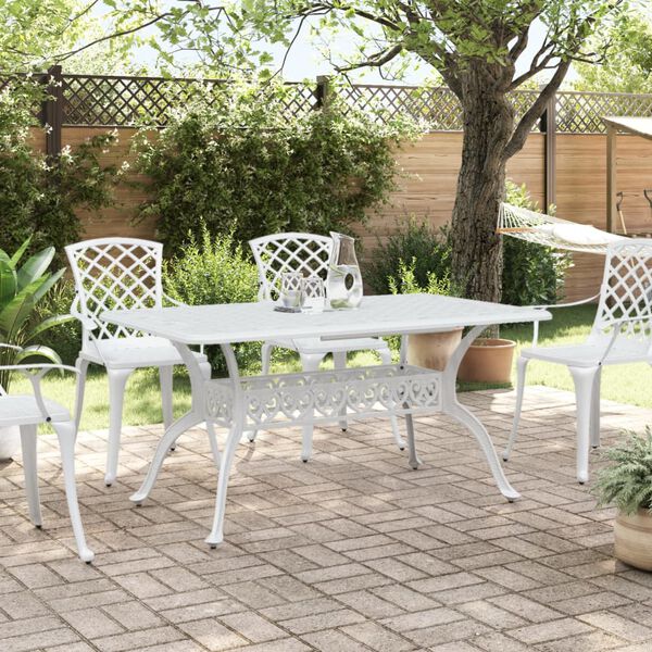vidaXL Garden Table White 150x90x72 cm Cast Aluminium